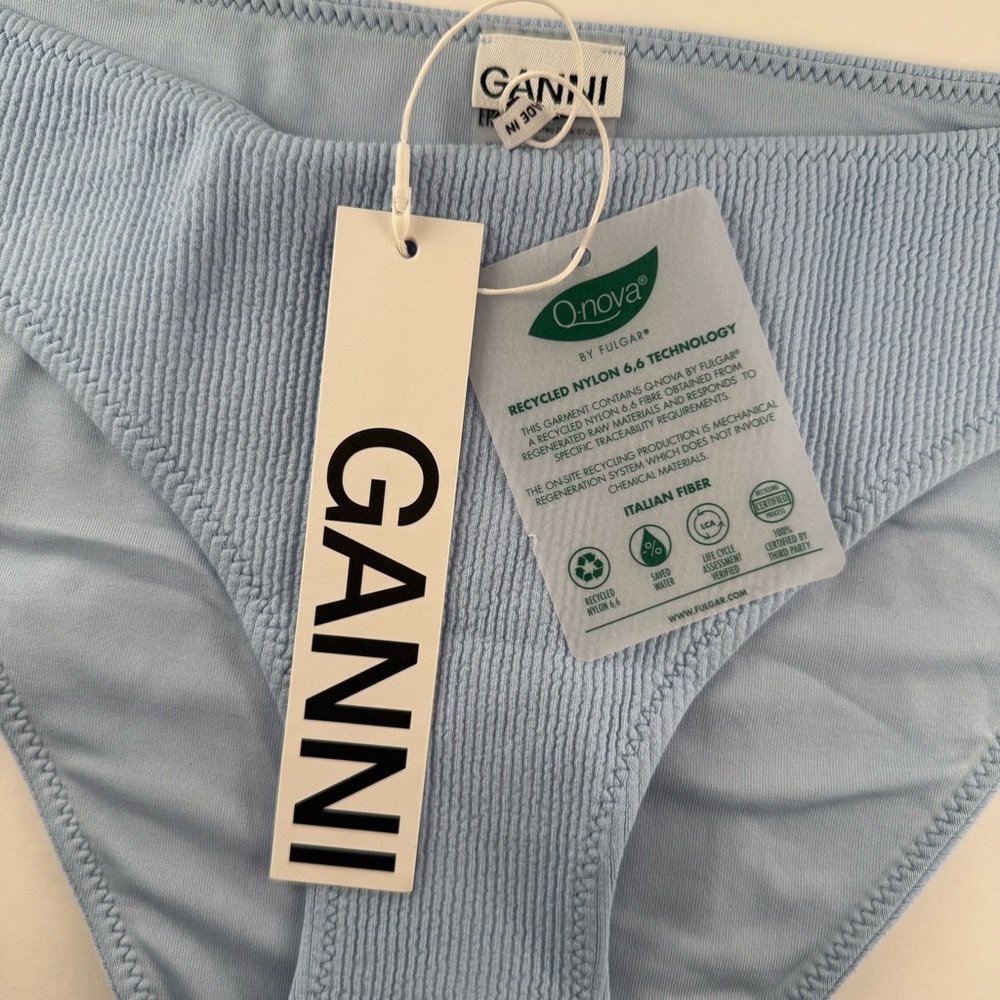 GANNI Ribbed Bikini Bottoms Light Blue Size 38 (US M/6) NWT - Picture 5 of 6